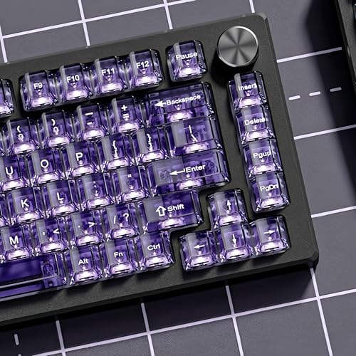 dagaladoo Purple Clear Keyboard keycaps,Transparent keycaps 60 75 100 Percent,Ceramic Jelly Key caps Set,Shine Through Key caps,Cherry Profile Key Caps for Mx Switches Mechanical Keyboard - Image 3
