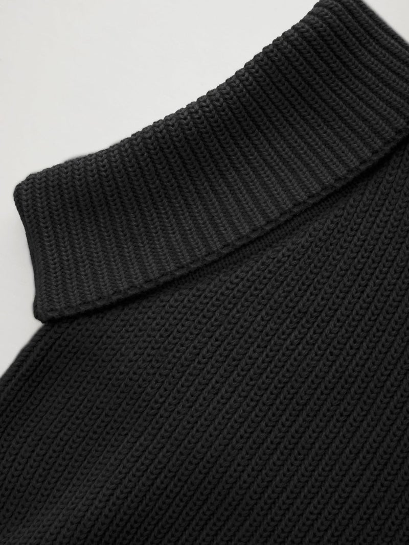 CIDER Cropped Sweaters for Women Turtleneck Sweater Long Sleeve Ribbed Knit Lantern Sleeve Pullover Fall Outfits Black - Image 2
