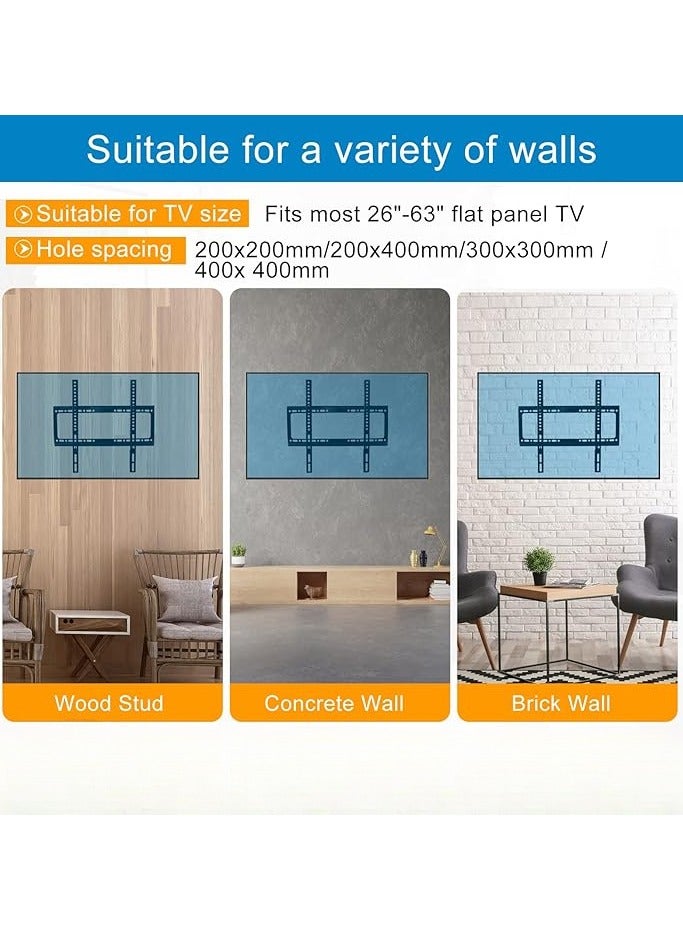 REBENUO Slim TV Wall Mount Bracket for Flat Screen TVs 26-63Inches - Image 4