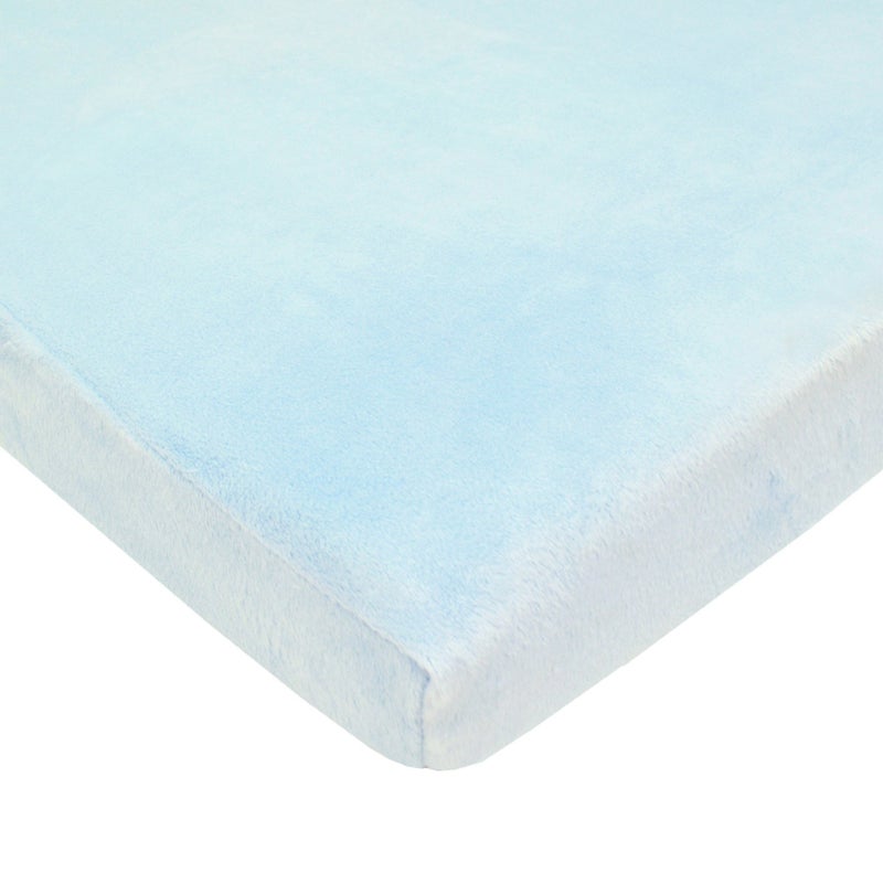TL Care TL Care Heavenly Soft Chenille Fitted Mini Crib Sheet 24 x 38 Warm and Cozy Chenille Portable Sheet Blue for Boys and Girls Fits Most Pack N Play Mattresses