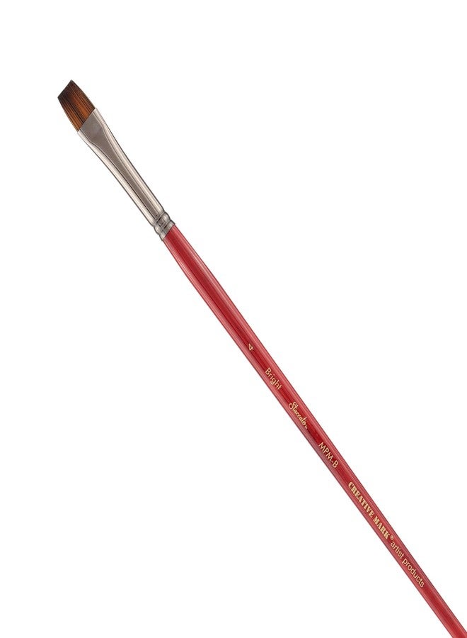 Creative Mark Staccato Artist Paintbrush - Bright Size 4 - Synthetic Long Handled Brushes for Acrylic Paints, Handmade and Full Bodied with Springy Response - Image 1