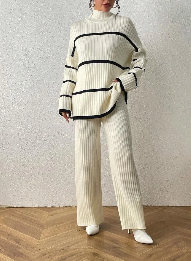 Take Two Take Two Ribbed Knit Relaxed Sweater and Pants Co-Ords