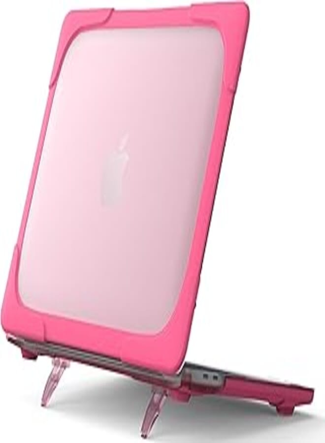 Procase ProCase Heavy Duty Case for MacBook Pro 13 M2 2022 / Pro 13 M1 2020 (A2338 A2289 A2251), Rugged Hard Shell Bumper Cover with Kickstand -Rosered 