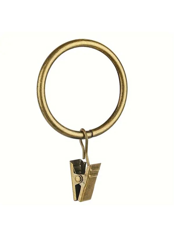40pcs Antique Brass Curtain Rings with Clips Heavy Duty 1in Window Grommets - Image 3
