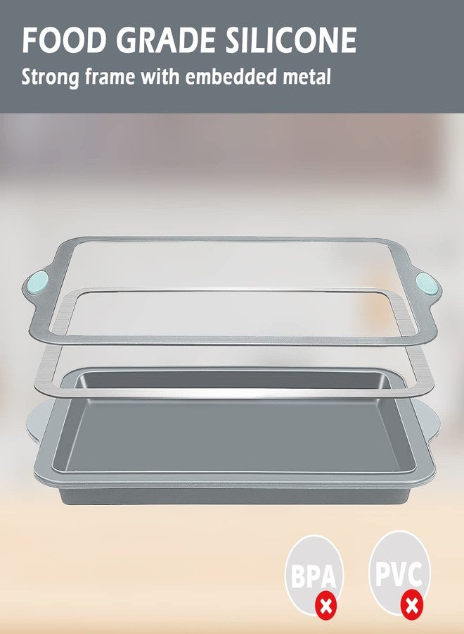 Webake Silicone Sheet Cake Pan, 14 Inch Silicone Sheet Pans 2 Pack Cookie Sheet Jelly Roll Pan Rectangular Cooking Sheet Baking Trays for Oven - Image 2