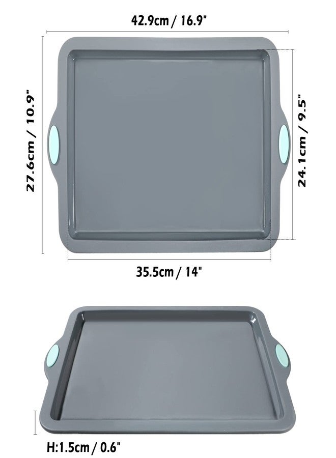Webake Silicone Sheet Cake Pan, 14 Inch Silicone Sheet Pans 2 Pack Cookie Sheet Jelly Roll Pan Rectangular Cooking Sheet Baking Trays for Oven - Image 4