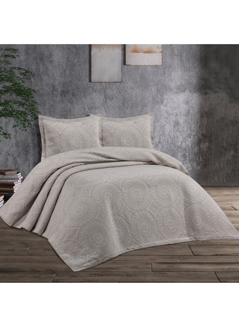 Solinas Collection Medallion Mink Cotton Double Bedspread  - Image 2