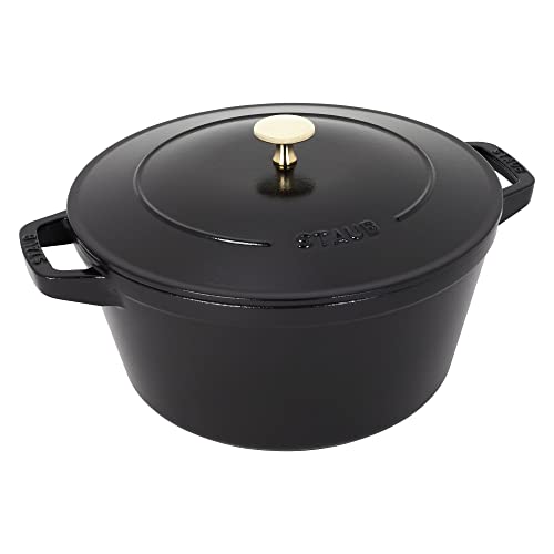 STAUB Cast Iron Set 4-pc, Stackable Space-Saving Cookware Set, Dutch Oven, Skillet, Grill Pan with Universal Lid, Made in France, Matte Black - Image 5