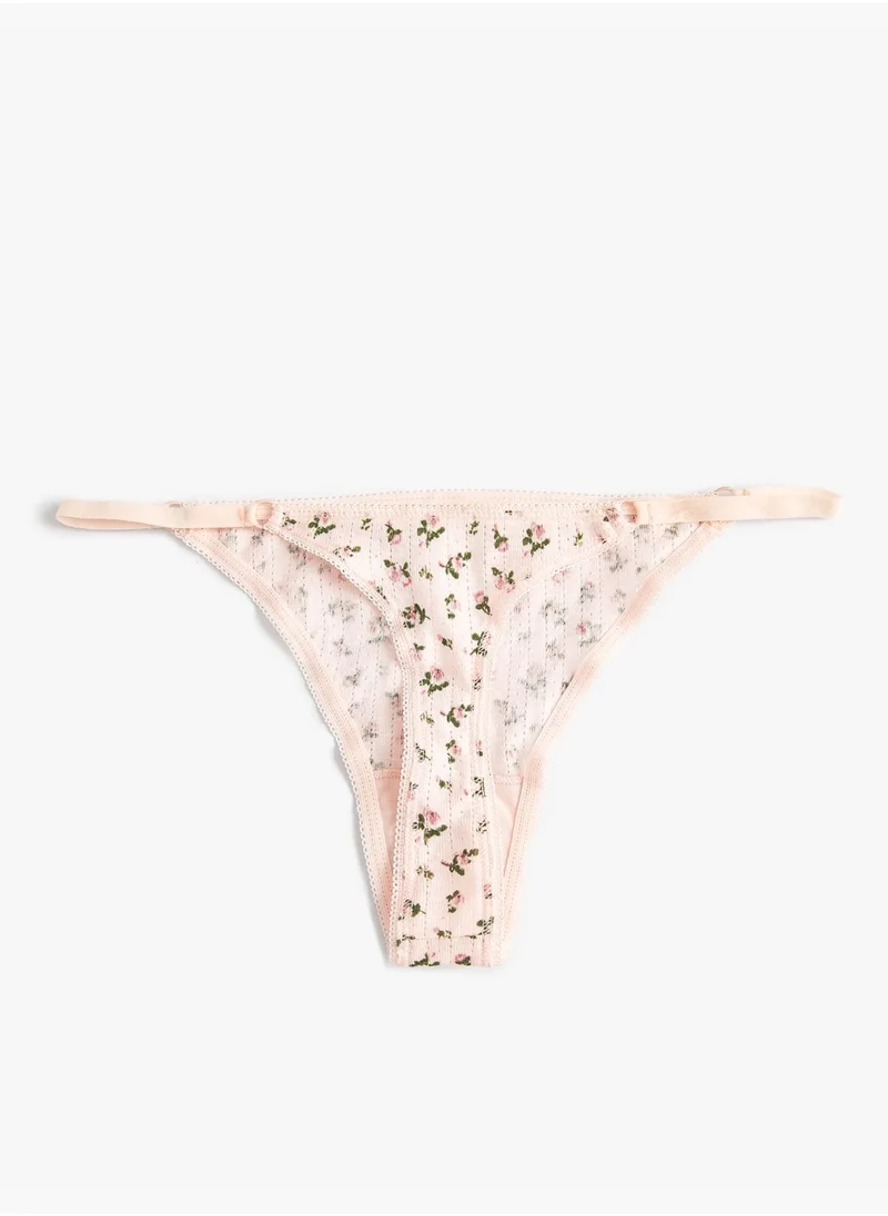 KOTON Cotton Flower Printed Thong