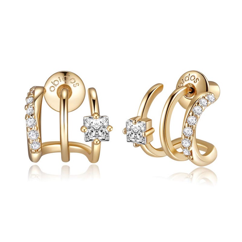 Obidos 14K Gold Plated Illusion Stud Earrings | Gold Hoop Earrings for Women - Image 1