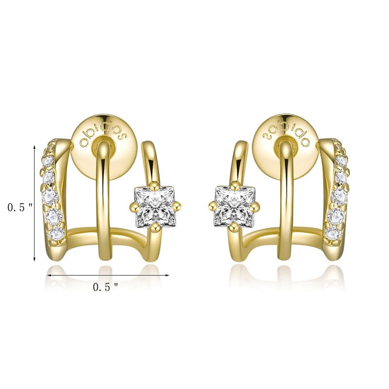 Obidos 14K Gold Plated Illusion Stud Earrings | Gold Hoop Earrings for Women - Image 5