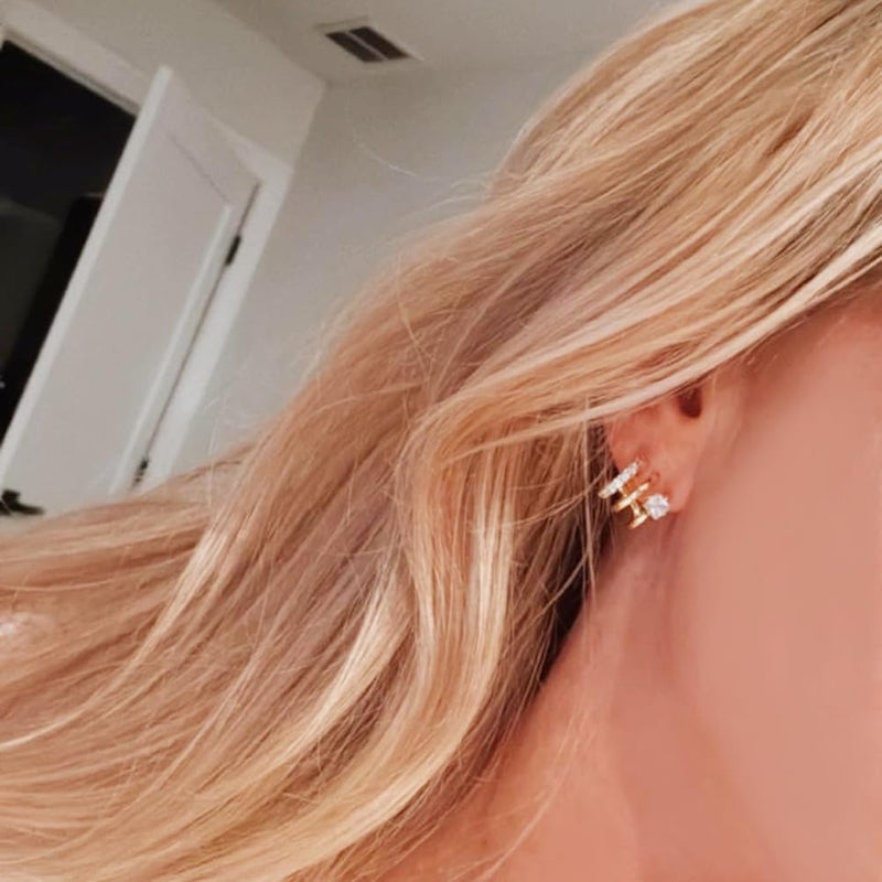 Obidos 14K Gold Plated Illusion Stud Earrings | Gold Hoop Earrings for Women - Image 4