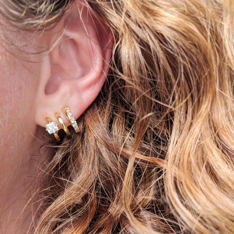 Obidos 14K Gold Plated Illusion Stud Earrings | Gold Hoop Earrings for Women - Image 3