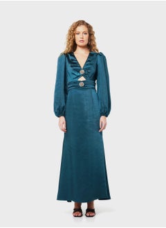 V-Neck Puff Sleeve Dress