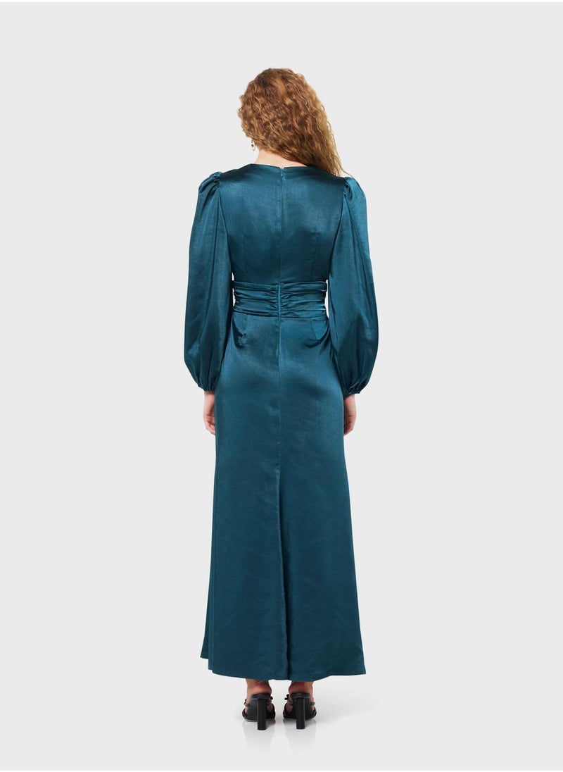 ELLIATT - V-Neck Puff Sleeve Dress - Image 1