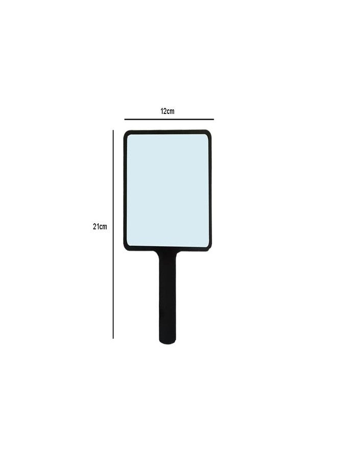 lasenersm 1 Piece Travel Handheld Mirror Square Cosmetic Hand Mirror Travel Makeup Mirror Hand Held Mirror Plastic Cosmetic Mirror Makeup Hand Mirror with Handle, Black - Image 2