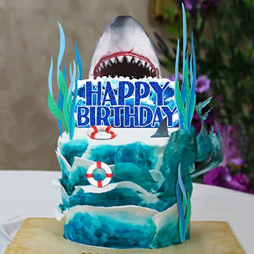 Geyee 18 Pack Shark Cake Toppers for Attack Sea Creatures Decor Shark Figurines Decorations Ocean Theme Cupcake Picks for Birthday Shower Party Favors Supplies - Image 2