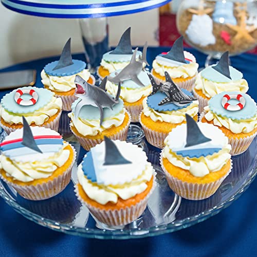 Geyee 18 Pack Shark Cake Toppers for Attack Sea Creatures Decor Shark Figurines Decorations Ocean Theme Cupcake Picks for Birthday Shower Party Favors Supplies - Image 5