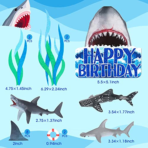 Geyee 18 Pack Shark Cake Toppers for Attack Sea Creatures Decor Shark Figurines Decorations Ocean Theme Cupcake Picks for Birthday Shower Party Favors Supplies - Image 3