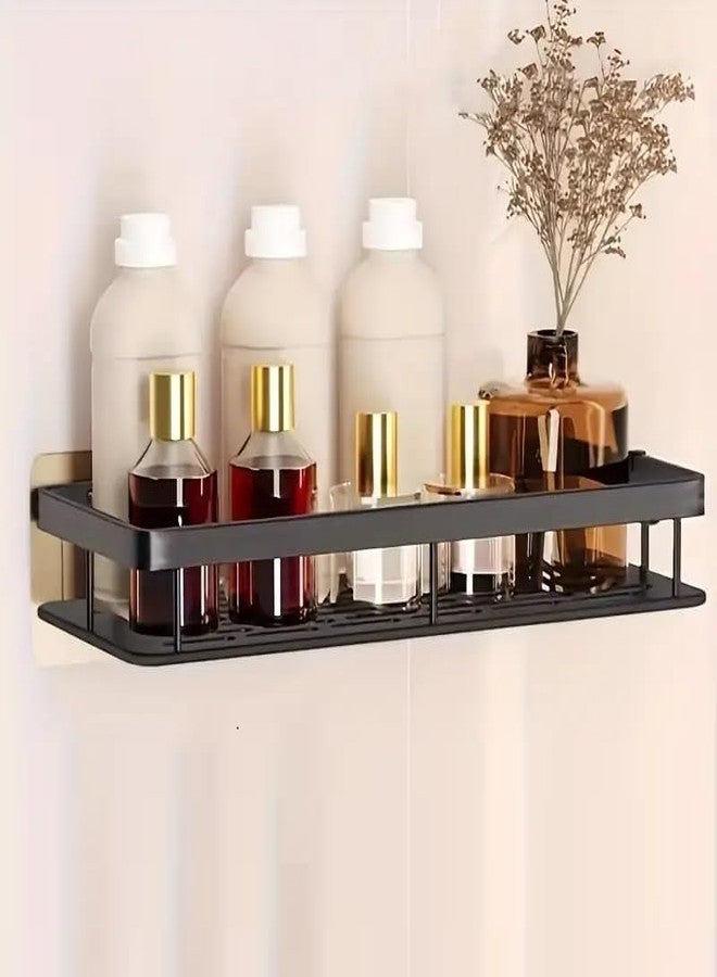 KYMIO Wall Mounted Bathroom Shelf Rack | Heavy Duty Black Aluminum Storage Organizer for Shampoo, Conditioner, Shower Gel, Soap, Toiletries | No Drilling Bathroom Caddy for Wall Corner & Shower - Image 1