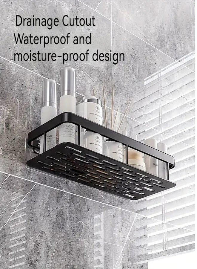 KYMIO Wall Mounted Bathroom Shelf Rack | Heavy Duty Black Aluminum Storage Organizer for Shampoo, Conditioner, Shower Gel, Soap, Toiletries | No Drilling Bathroom Caddy for Wall Corner & Shower - Image 4