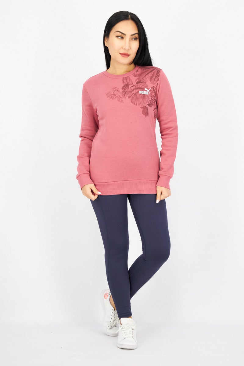 PUMA Women Sportswear Fit Long Sleeve Training Fleece Sweatshirt, Pale Red - Image 2
