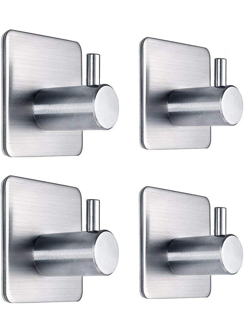 No Drill Stainless Steel Hooks 4-Pack - Heavy Duty Waterproof Adhesive, Strong Hold for Abaya, Hijab, Towel, Robe (7kg), for Bathroom Kitchen - Image 1