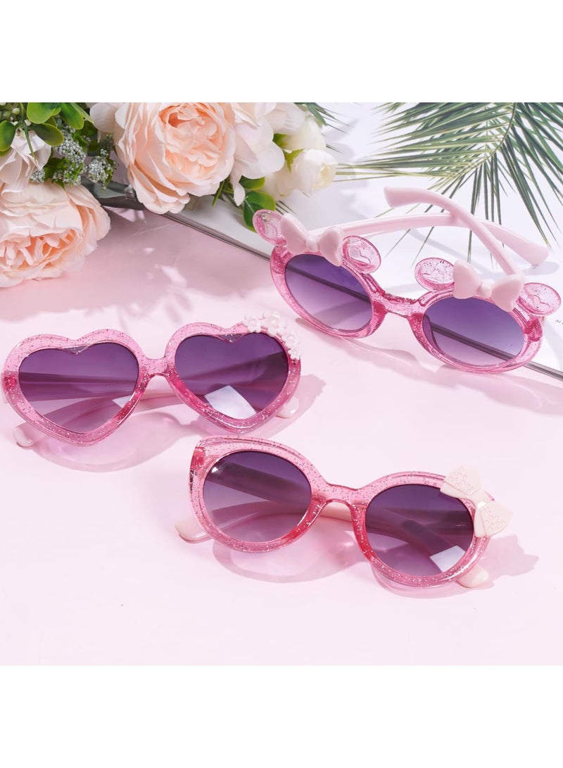 SYOSI 3 Pairs of Cute Kids Sunglasses with Multiple Shapes for Toddler Girls Aged 3-12, UV400 Protection Eyewear for Outdoor and Beach Activities, Safe and Stylish - Image 4