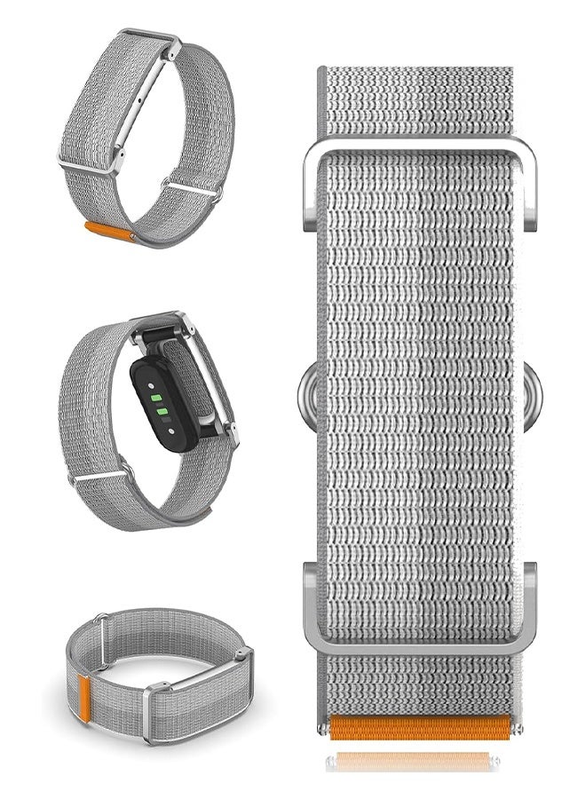 Wffo For Google Fitbit Air Watch Band, Breathable Nylon Sport Loop Strap with Adjustable Buckle, Lightweight Woven Replacement Wristband for Google Fitbit Air Smartwatch Men Women - Silver - Image 1