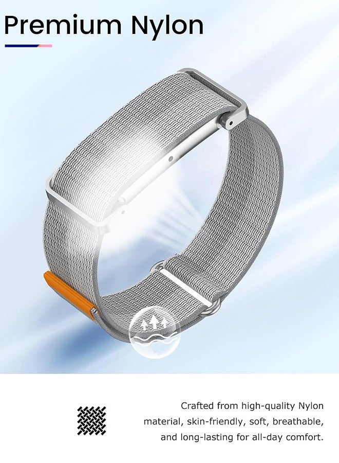 Wffo For Google Fitbit Air Watch Band, Breathable Nylon Sport Loop Strap with Adjustable Buckle, Lightweight Woven Replacement Wristband for Google Fitbit Air Smartwatch Men Women - Silver - Image 5