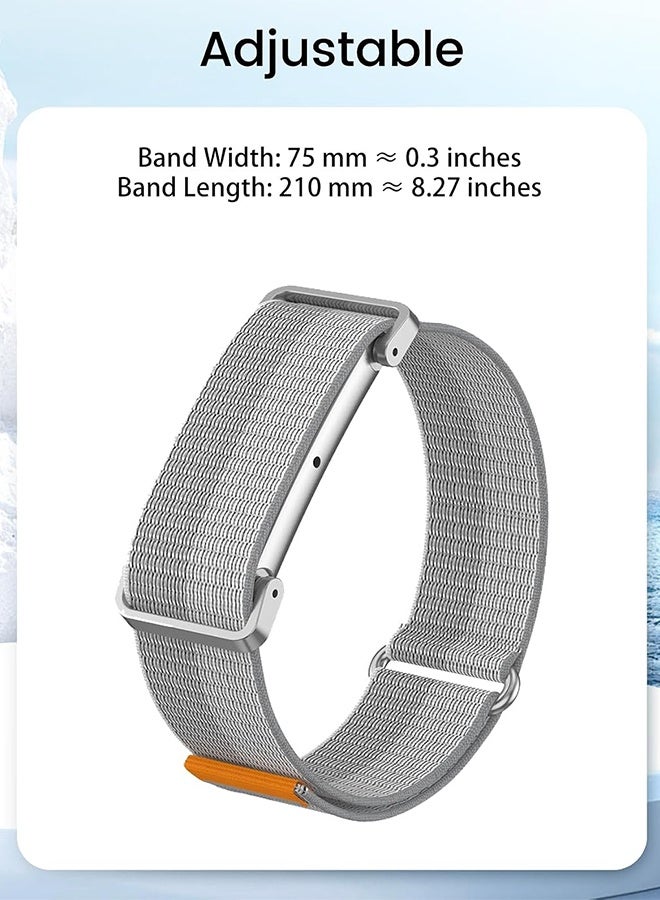 Wffo For Google Fitbit Air Watch Band, Breathable Nylon Sport Loop Strap with Adjustable Buckle, Lightweight Woven Replacement Wristband for Google Fitbit Air Smartwatch Men Women - Silver - Image 2