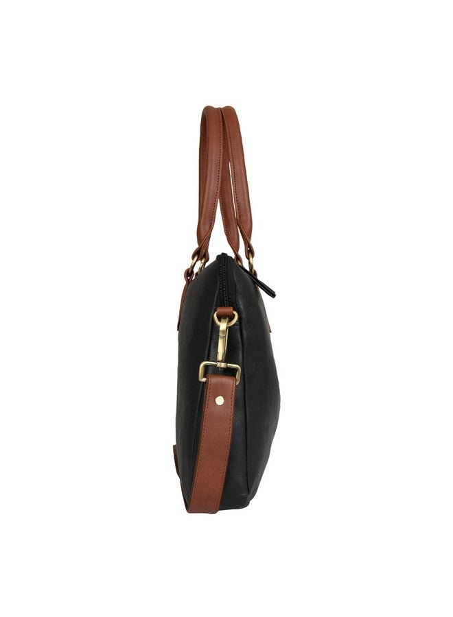 CANYON Genuine Leather Sling Organizer Bag/Shoulder Sling Office Bag with 2 Compartments | Leather Shoulder Strap and Zipper Closure - (Black-Brown) - Image 2