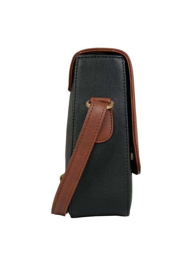 CANYON Genuine Leather Sling Organizer Bag/Shoulder Sling Office Bag with 2 Compartments | Leather Shoulder Strap and Zipper Closure - (Black-Brown) - Image 4