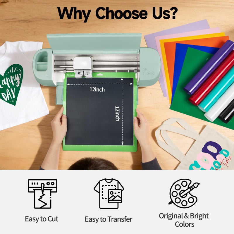 TECKWRAP Heat Transfer Vinyl Bundle, 11 Pack 12â€ x 12â€ PU HTV Sheets â€“ Iron-On Vinyl for T-Shirts, Hats & Bags, Easy Cut & Weed, Heat Press & Home Iron Compatible - Image 3