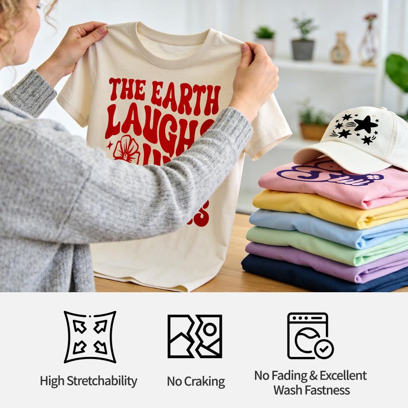 TECKWRAP Heat Transfer Vinyl Bundle, 11 Pack 12â€ x 12â€ PU HTV Sheets â€“ Iron-On Vinyl for T-Shirts, Hats & Bags, Easy Cut & Weed, Heat Press & Home Iron Compatible - Image 4