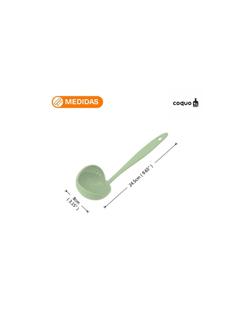 Soup Spoon 2 In 1 Wheat Straw Long Handle Home Kitchen Porridge Ladle Filter,Assorted colors - Image 4