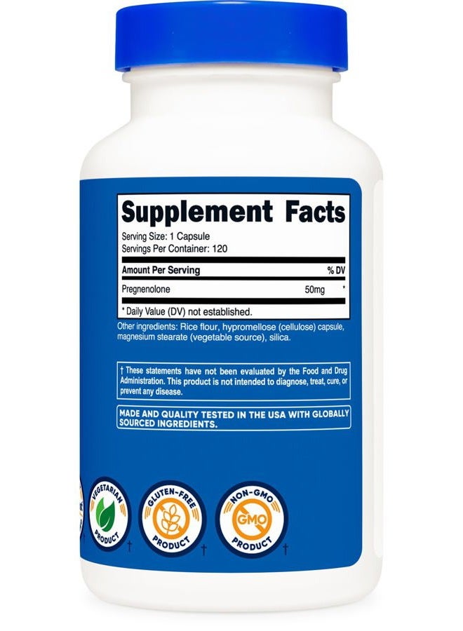 Nutricost Pregnenolone 50mg, 120 Capsules - Non-GMO, Gluten Free, Vegetarian Capsules - Image 5