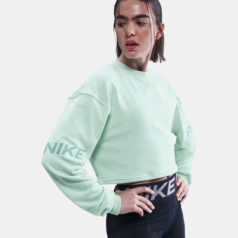 Nike Green Women's Pro Dri-FIT French Terry Sweatshirt for Women | Best Price UAE