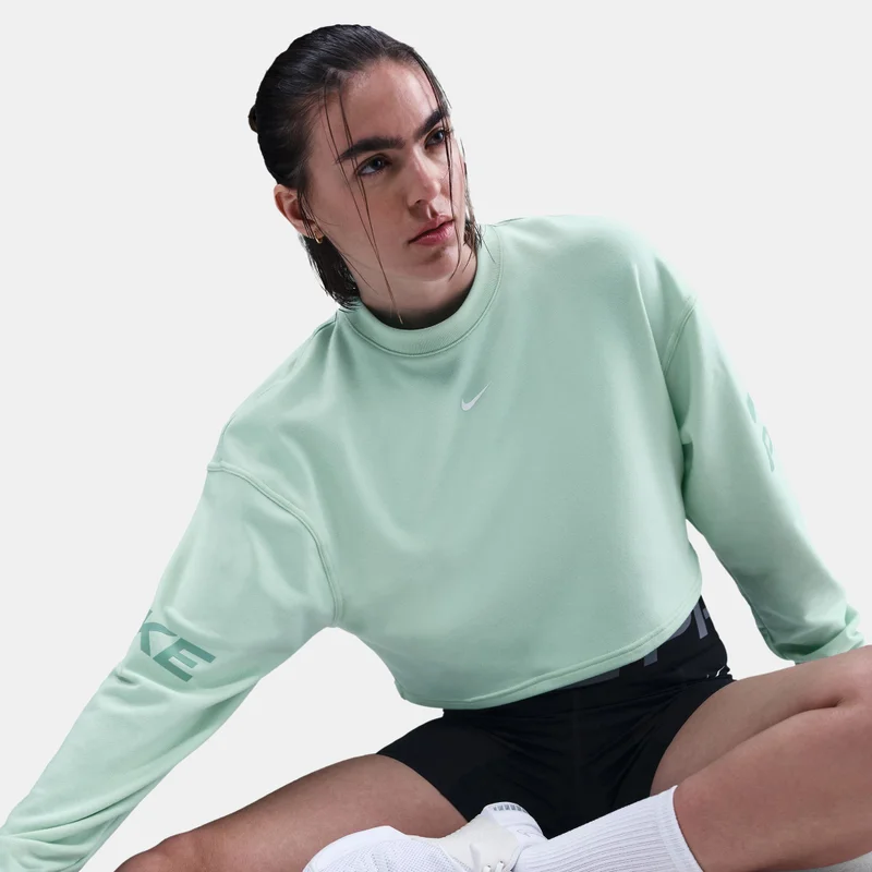 Nike Green Women's Pro Dri-FIT French Terry Sweatshirt for Women | Best Price UAE