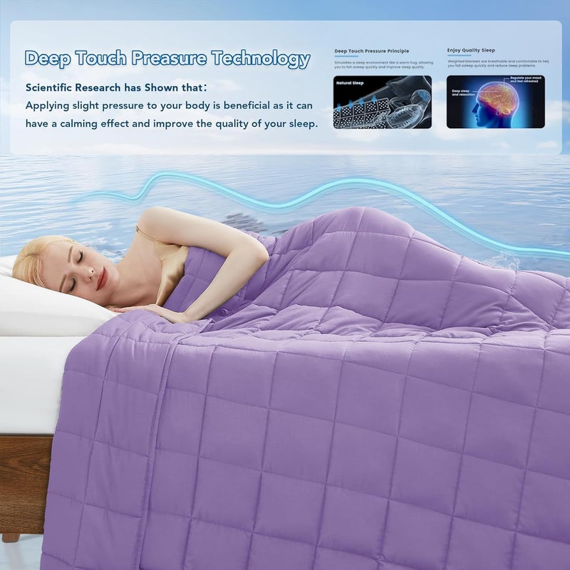 Topcee Weighted Blanket for Adults (15 lbs, 48" x 72") Twin Size Soft Cooling Heavy Blanket Sleeping, Apply to 130-160 lbs Body, Thick Breathable Blanket with Glass Bead, Easy Care - Image 3