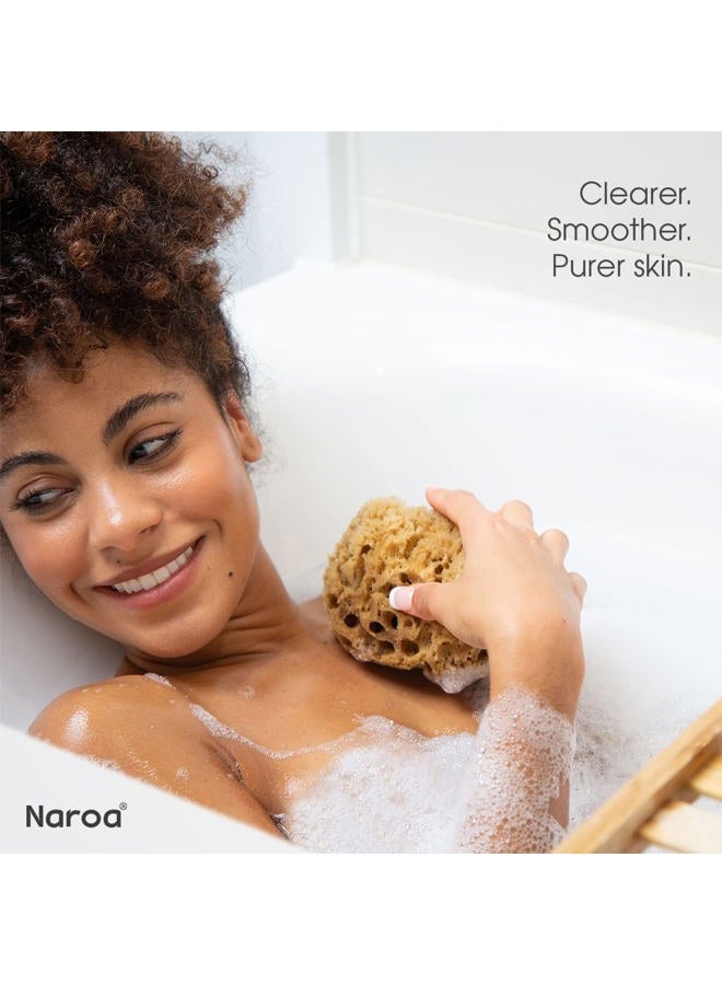 Naroa Massage Natural Shower Sponge Large | Unbleached Body Scrubber Puff | Bath Sea Loofah for Healthy Skin | Sustainable Plastic Free (L) - Image 3