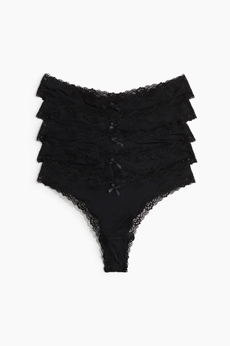 H&M 5-pack microfibre and lace Brazilian briefs