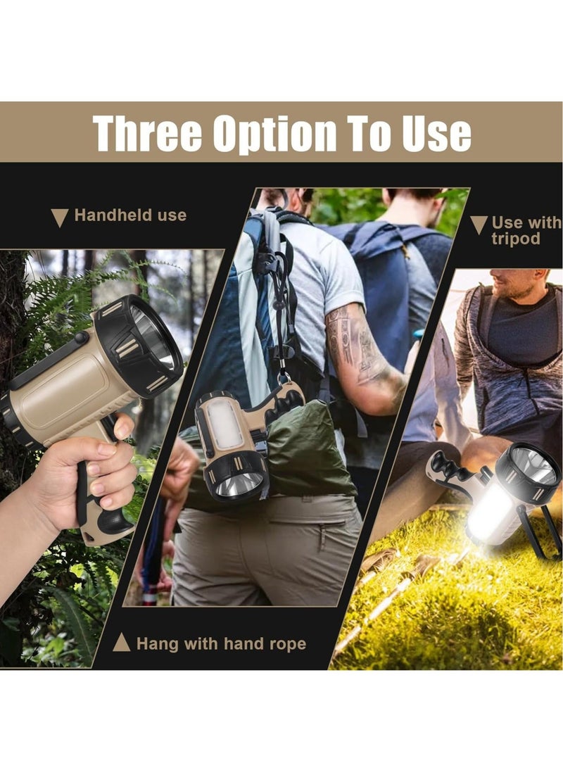 Super Bright Rechargeable Spotlight, Handheld Rechargeable LED Flashlight, Tactical Searchlight with USB Output, 6 Light Modes Camping Light (Gray) - Image 4