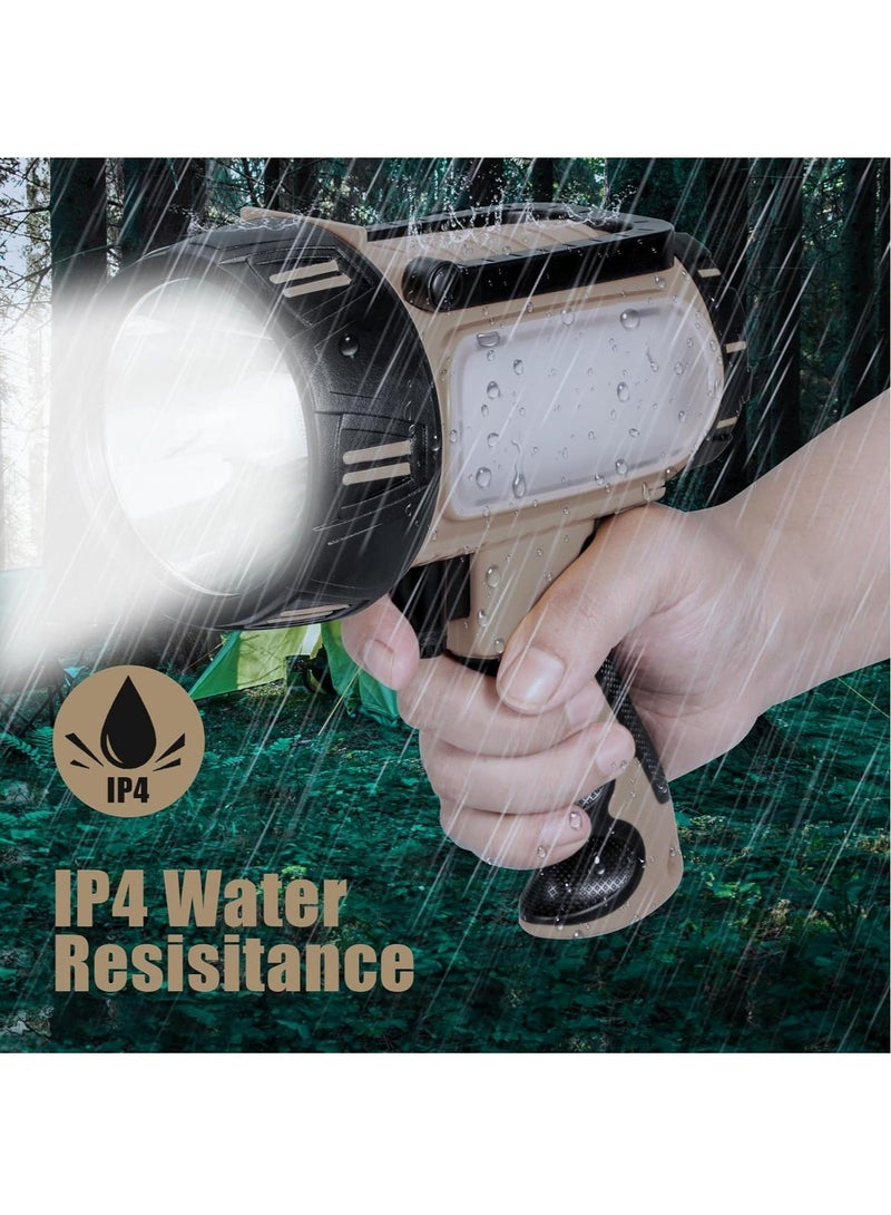 Super Bright Rechargeable Spotlight, Handheld Rechargeable LED Flashlight, Tactical Searchlight with USB Output, 6 Light Modes Camping Light (Gray) - Image 5