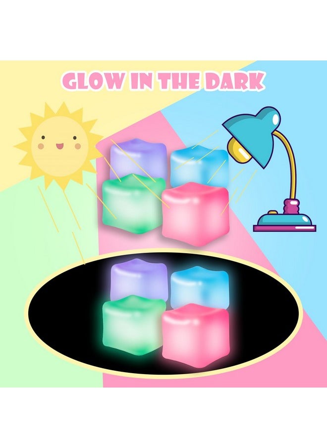 JANESVISSY - 4Pcs Glow In The Dark Stress Cube Toys,Nice Slow Rise Stress Balls,Fidget Squishy Toys For Kids And Adults,Ice Cube Toys,Sensory Autism& Adhd Toys,Cute Stuff,Stocking Stuffers,Easter Basket Stuffers - Image 1