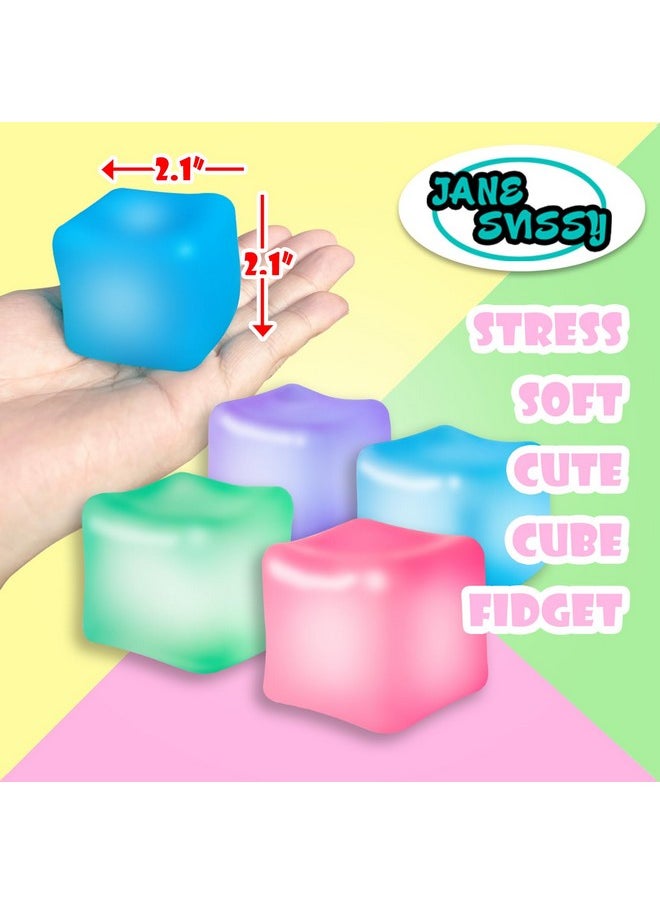 JANESVISSY - 4Pcs Glow In The Dark Stress Cube Toys,Nice Slow Rise Stress Balls,Fidget Squishy Toys For Kids And Adults,Ice Cube Toys,Sensory Autism& Adhd Toys,Cute Stuff,Stocking Stuffers,Easter Basket Stuffers - Image 1