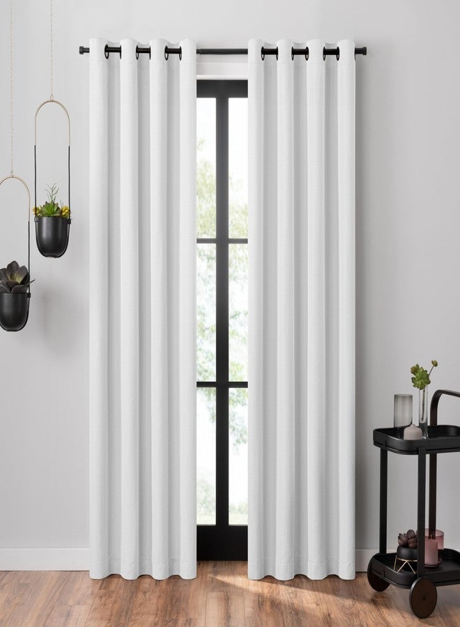 Umbra Ottoman Textured Solid 100% Blackout Grommet 63 in Long x 50 in Wide Window Curtain Panel, White - Image 1