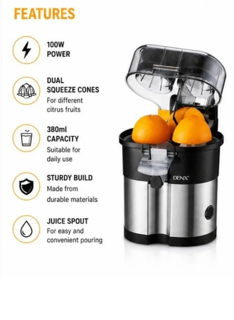 Dinex Dinx 100W Electric Citrus Juicer, 380ml Capacity, with Double Cone and Stainless Steel Body, for Oranges and Lemons - Image 5