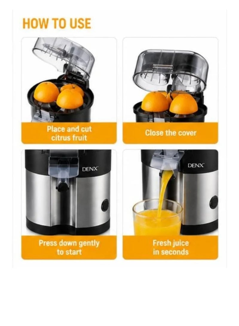 Dinex Dinx 100W Electric Citrus Juicer, 380ml Capacity, with Double Cone and Stainless Steel Body, for Oranges and Lemons - Image 3