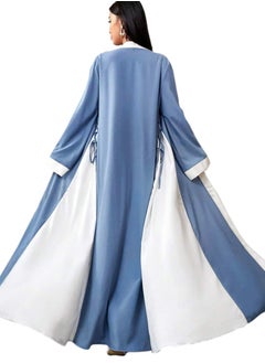 Generic Blue & White Front Open Modern Abaya  - Image 4
